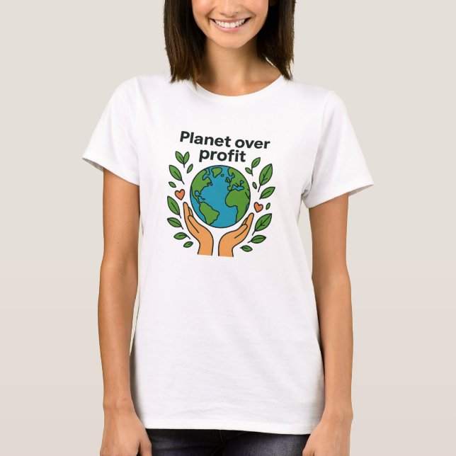 Planet Före Profit Häftig Ekodesign T Shirt (Framsida)