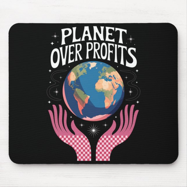 Planet Före Vinster Jorden Klimatförändring Är Ver Musmatta (Framsidan)