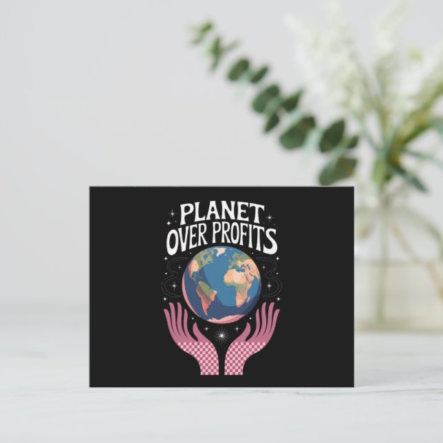 Planet före vinster Jorden Klimatförändring är ver Vykort (Stående Fram)
