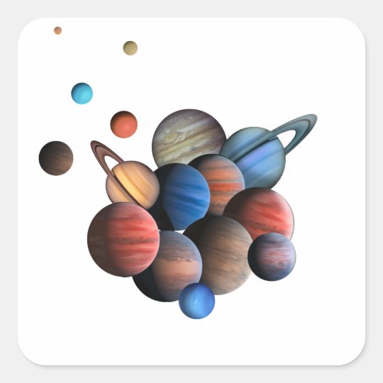 Planet Fyrkantigt Klistermärke