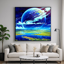 Planet Himmel - Exotic Ligcape Illustration Stil Poster