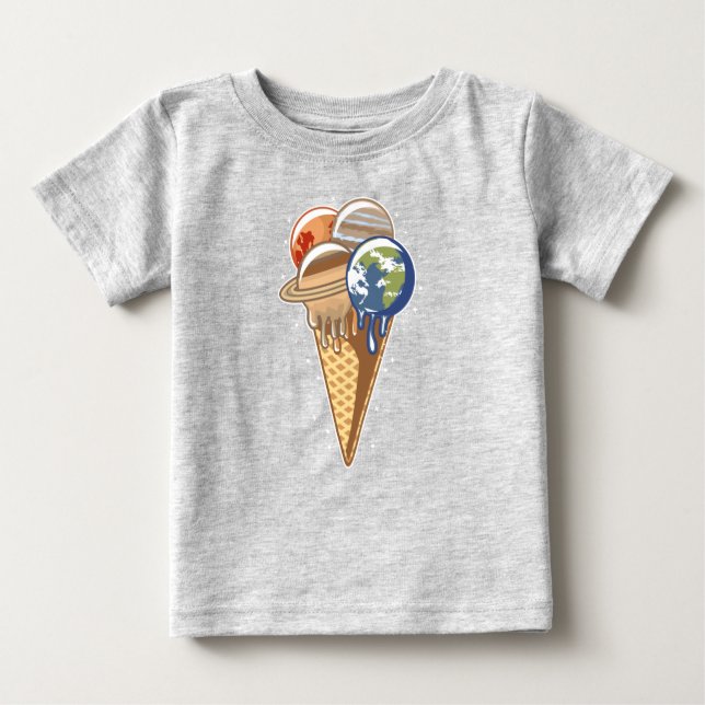 Planet Ice Cream Cone Funny Food T Shirt (Framsida)