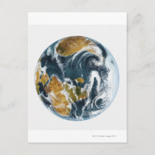 Planet jorden och moln sedda från rymden vykort