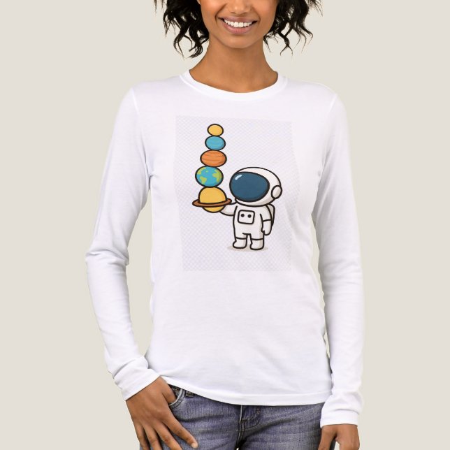 Planet Juggler - Kawaii Astronaut Hoodie T Shirt (Framsida)
