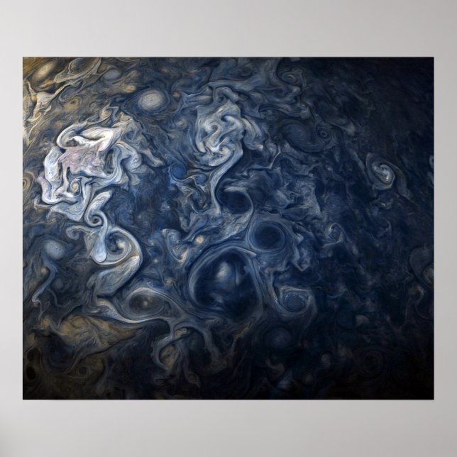 Planet Jupiter Blues Blue White Juno Cam Swirling Poster (Framsidan)