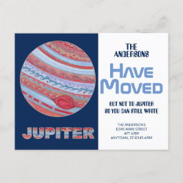 Planet Jupiter Färgglad Rolig Rörlig Ny Adress Meddelande Vykort
