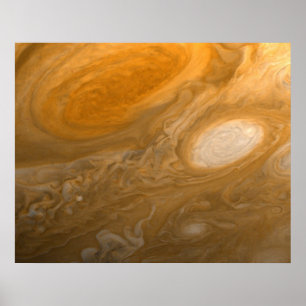 Planet Jupiter som virvlar runt stormar och den Poster