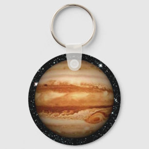 PLANET JUPITER v.3-stjärnig bakgrund (solsystem) Nyckelring