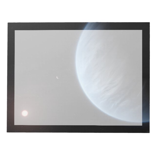 Planet K2-18b, värdstjärna och tillhörande plan. Anteckningsblock (Framsida)