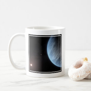 Planet K2-18b, värdstjärna och tillhörande plan. Kaffemugg