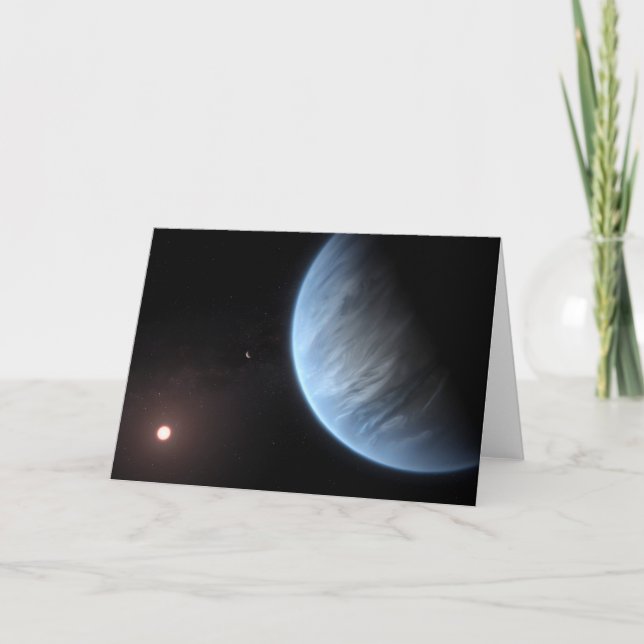 Planet K2-18b, värdstjärna och tillhörande plan. Kort (Framsida)