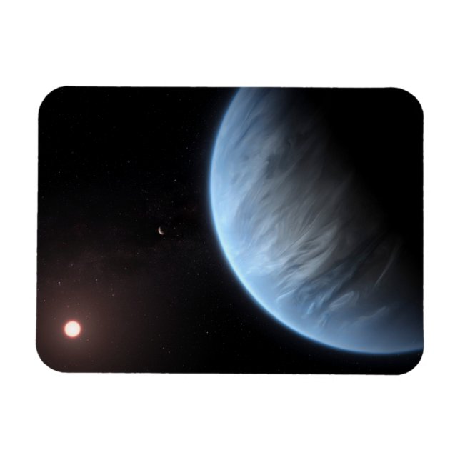 Planet K2-18b, värdstjärna och tillhörande plan. Magnet (Horisontell)