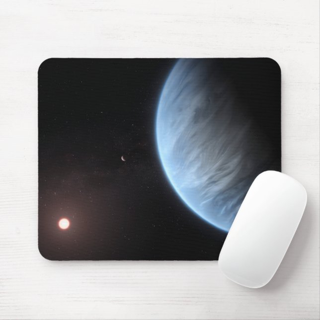 Planet K2-18b, värdstjärna och tillhörande plan. Musmatta (Med mus)