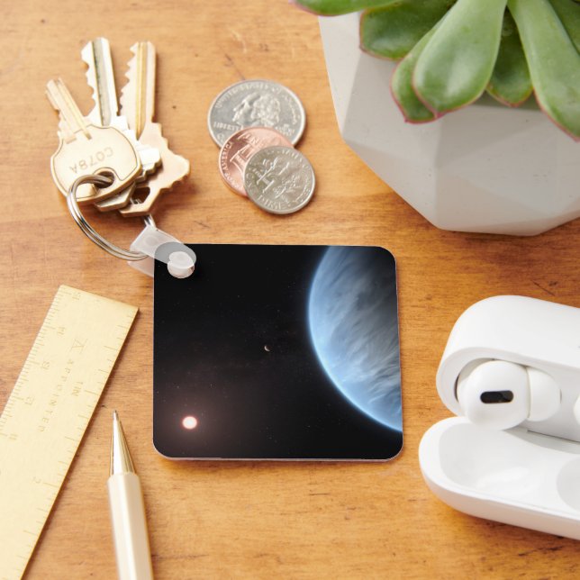 Planet K2-18b, värdstjärna och tillhörande plan. Nyckelring (Skrivbord)