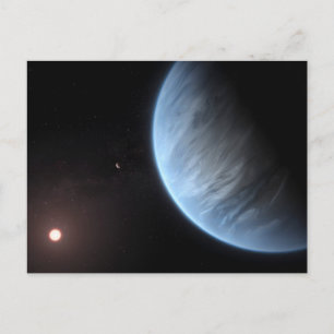 Planet K2-18b, värdstjärna och tillhörande plan. Vykort