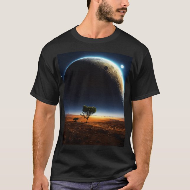 Planet & Måne - Celestial Minimalist Tee (Framsida)