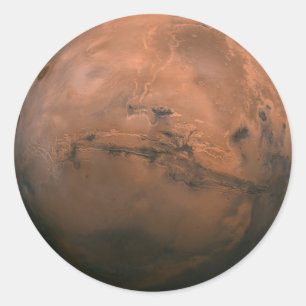 Planet Mars Valles Marineris Astronomi Rymden Klis Runt Klistermärke