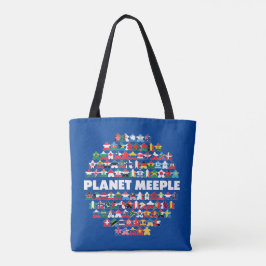 Planet Meeple, White Text Tote Tygkasse