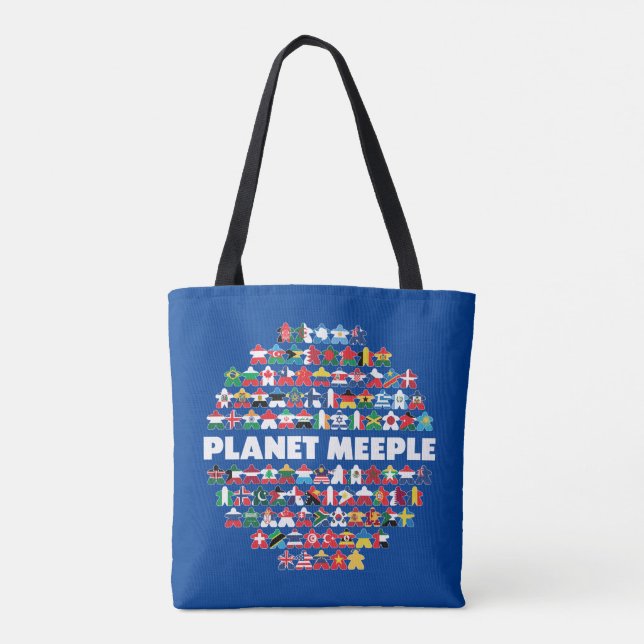 Planet Meeple, White Text Tote Tygkasse (Baksida)