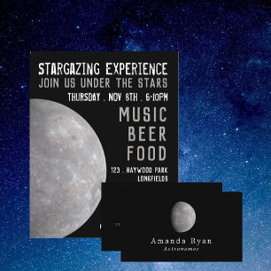 Planet Mercury, astronomy Visitkort