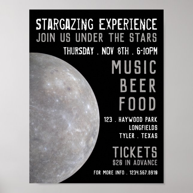 Planet Mercury, Planetarium Event Advertising Poster (Framsidan)
