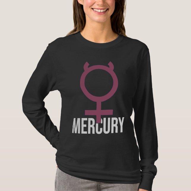 Planet Merkurius Text  Planet Symbol  Bevingad Hjä T Shirt (Framsida)