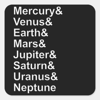 Planet Names Ampersand - Solar System Planets Fyrkantigt Klistermärke