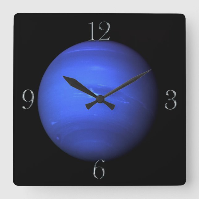 Planet Neptune Astronomy-älskare Wall Clock Fyrkantig Klocka (Framsida)