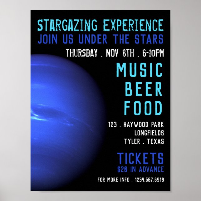 Planet Neptune, Planetarium Event Advertising Poster (Framsidan)