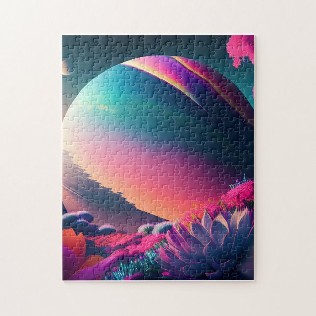Planet omgivet av blommor pussel (Vertikal)