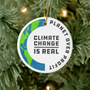 Planet över vinsten av den globala uppvärmningen julgransprydnad keramik