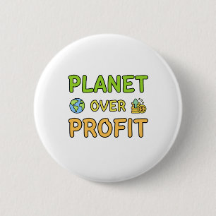 Planet over Vinsten - hållbarhetsknapp Knapp