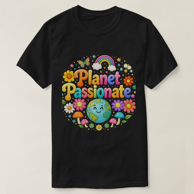Planet Passionate Färgrik Typografi T Shirt (Design framsida)