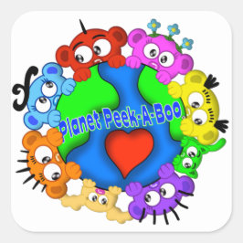 PlANET PEEK-A-BOO "Logotyp Design" Fyrkantigt Klistermärke