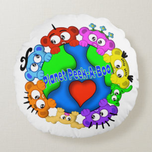 Planet PeekABoo Round Pillow Rund Kudde