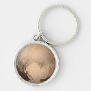 Planet Pluto Rund Silverfärgad Nyckelring
