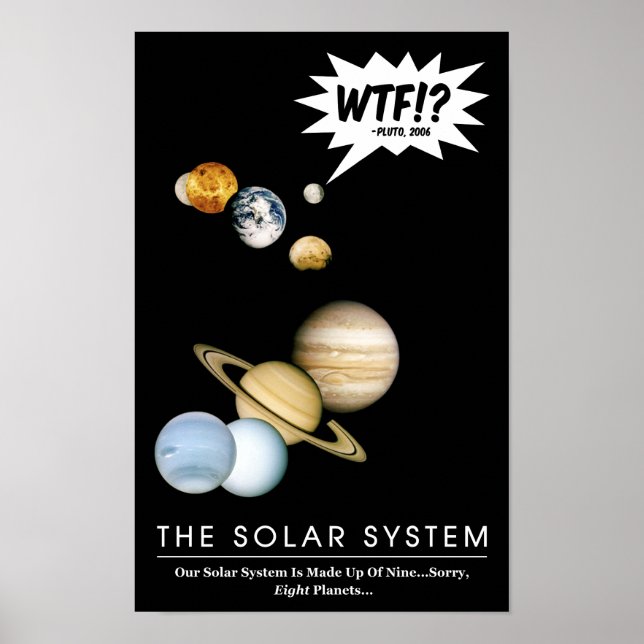 Planet Pluto WTF!? Rolig solsystem klassrum Poster (Framsidan)