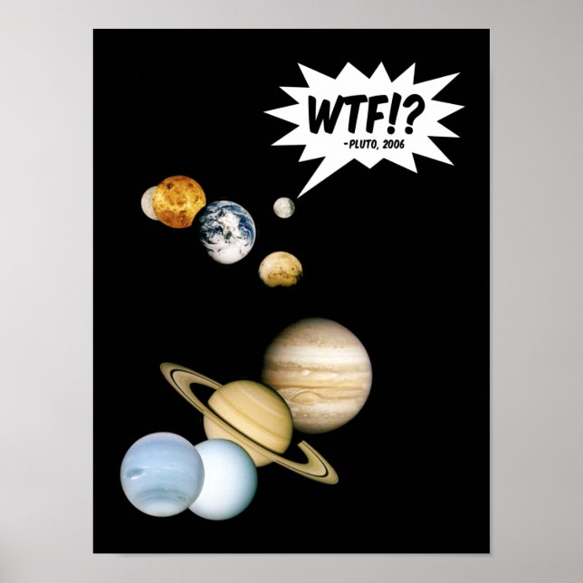 Planet Pluto WTF!? Rolig vetenskapsnörd Astronomi Poster (Framsidan)