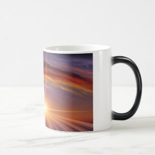 Planet Ringar Sunset Cosmic Space Art Magisk Mugg