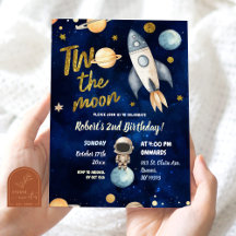Planet Rymd Astronaut Två Till Månen 2-årsdag