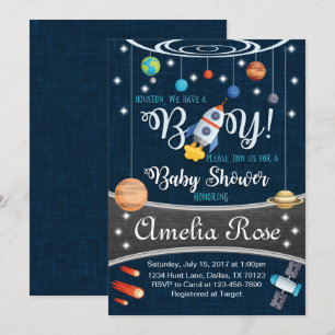 Planet Rymden Baby Shower-inbjudan Boy Inbjudningar