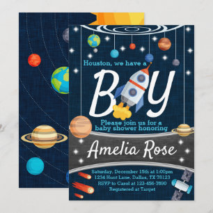 Planet Rymden Baby Shower-inbjudan Boy Inbjudningar