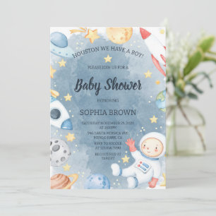 Planet Rymden Baby Shower-inbjudan Boy Inbjudningar
