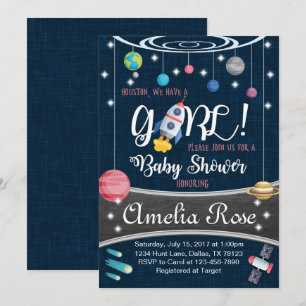Planet Rymden Baby Shower-inbjudan Flicka Inbjudningar