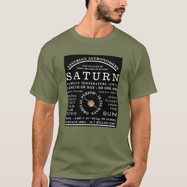 Planet Saturn Astronomy T Shirt (Framsida)