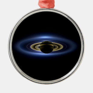 Planet Saturn framme av solen Julgransprydnad Metall