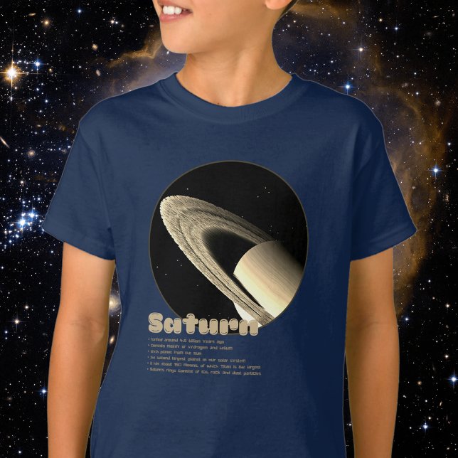 Planet Saturn med ringar och faktabarn T Shirt (Skapare uppladdad)