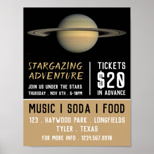 Planet Saturn, Planetarium Event Advertising Poster