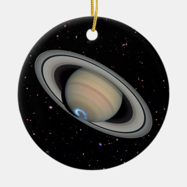 Planet Saturn Starry Himlar Julgransprydnad Keramik (Framsidan)