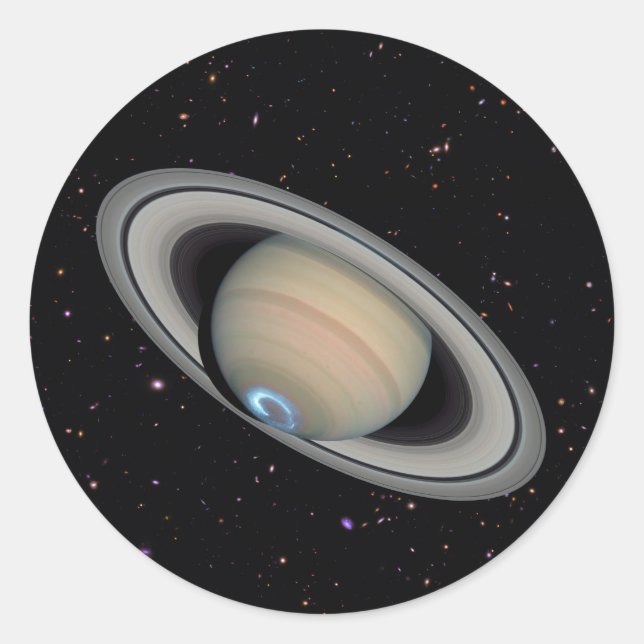 Planet Saturn Starry Himlar Runt Klistermärke (Framsida)